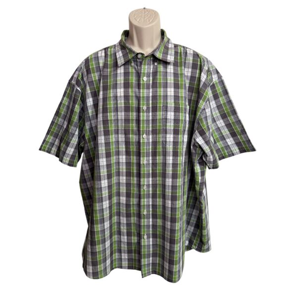 Gioberti Green & Gray Short Sleeve Button Front Shirt Size XXL - Picture 3 of 11